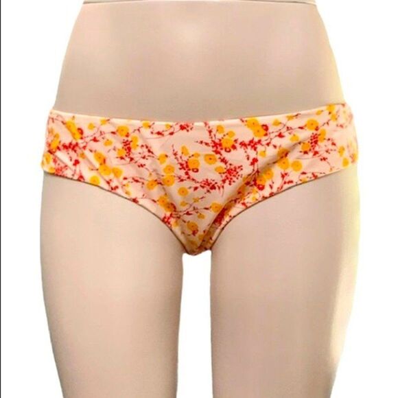 Raisins Miami Pant Pink Floral Cheeky Shirred Bikini Swim Bottoms Size XL - Picture 1 of 9